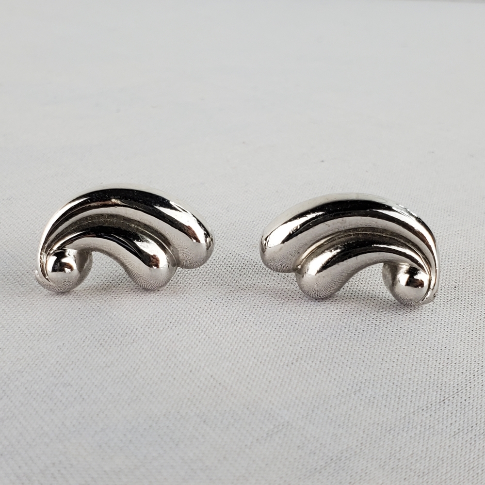 VTG Silver Tone Swirl Coro Signed Screw Back Earrings - Picture 1 of 7